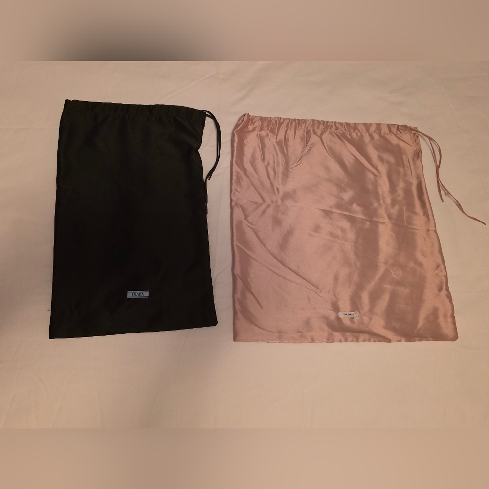 PRADA Authentic Prada Dust Bags – Set of 2 (Pink Satin + Black Satin, Handbag St